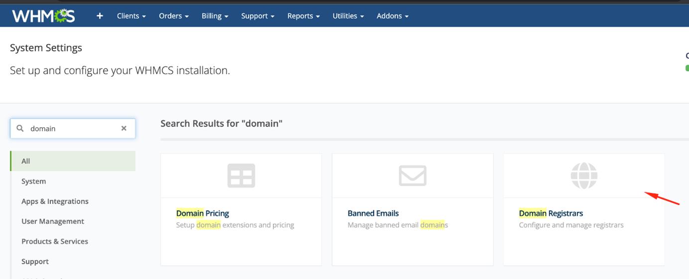 Domain Name API WHMCS Module Configuration