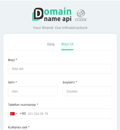 Domain Name API&rsquo;de Hesap Oluşturma